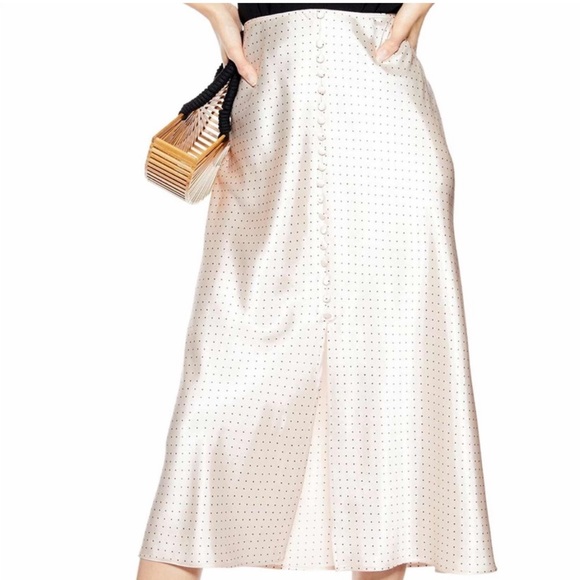 Topshop Dresses & Skirts - Pink maxi skirt with black polka dots and buttons from TopShop